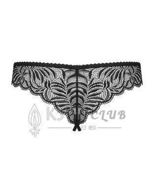 Кружевные танга с доступом Obsessive Contica crothchles thong L/XL, черные 105241 фото