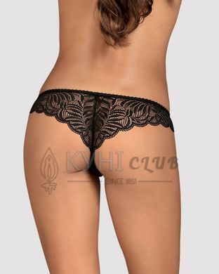 Кружевные танга с доступом Obsessive Contica crothchles thong L/XL, черные 105241 фото