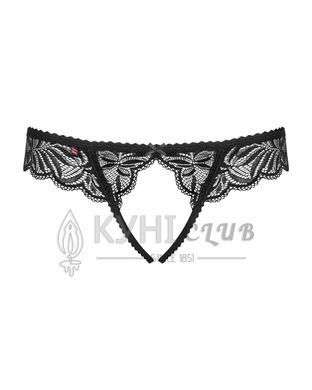 Кружевные танга с доступом Obsessive Contica crothchles thong L/XL, черные 105241 фото