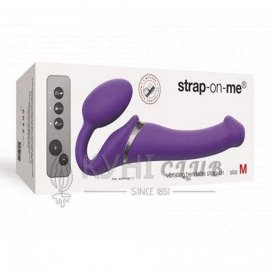 Безремневой страпон с вибрацией Strap-On-Me Vibrating Violet M диаметр 3,3см, пульт ДУ, регулируемый 100152 фото