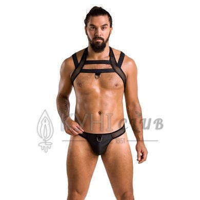 Комплект чоловічої білизни з кріпленнями Passion 043 JACOB S/M Black, труси, шлейки 105578 фото