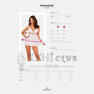 Пеньюар і трусики Obsessive Heavenlly babydoll & thong XL/2XL 106128 фото