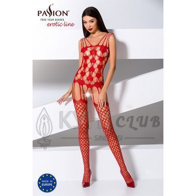 Бодістокінг Passion BS067 red, комбінезон, імітація панчох і топа на бретелях 109081 фото