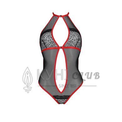 Сетчатое боди с кружевом на груди Passion SATARA BODY S/M red 106343 фото