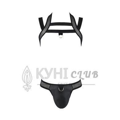 Комплект чоловічої білизни з кріпленнями Passion 043 JACOB S/M Black, труси, шлейки 105578 фото