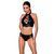 Комплект из эко-кожи Nancy Bikini black L/XL - Passion, бра и трусики с имитацией шнуровки 102953 фото