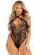 Тедди Leg Avenue Thong teddy with strappy back, One Size, черное, эластичное кружево, низ &mdash; стринги 110113 фото 1
