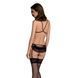 Комплект з відкритим доступом Passion DELIENA SET XXL/XXXL black, ліф, стрінги, пояс для панчіх 106292 фото 2