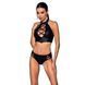 Комплект из эко-кожи Nancy Bikini black L/XL - Passion, бра и трусики с имитацией шнуровки 102953 фото 1