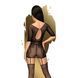 Бодістокінг Penthouse High stakes XL Black, мінісукня, квітковий декор, глибоке декольте, панчохи 104446 фото 2