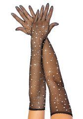 Довгі сітчасті рукавички Leg Avenue Rhinestone opera length gloves, з камінням, One Size 107116 фото