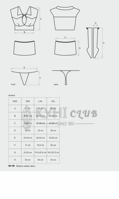 Эротический костюм студентки Obsessive Student 4 pcs costume S/M, топ, юбка, стринги, гольфы 105708 фото