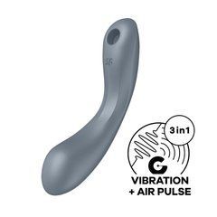 Вакуумний стимулятор з вібрацією Satisfyer Curvy Trinity 1 Bluegrey, іграшка 3в1 106274 фото