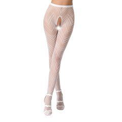 Еротичні колготки-бодістокінг Passion S010 white, з доступом, геометричний малюнок 101155 фото