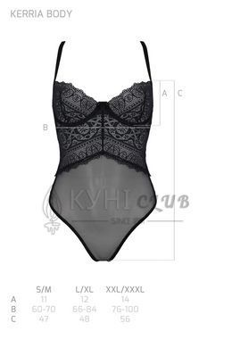 Боди Passion KERRIA BODY black, L/XL, с высокими вырезами и верхом балконет 108507 фото