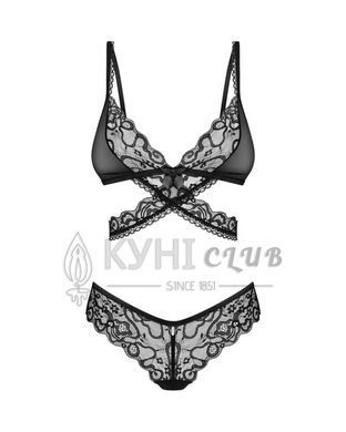 Комплект Obsessive Blomentis 2-pcs set, XL/2XL, кружевной, лиф с завязками на спине, трусики-слипы 109962 фото