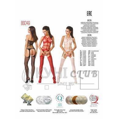 Бодістокінг Passion BS049 white, комбінезон, імітація топа, панчіх і пояса 109419 фото