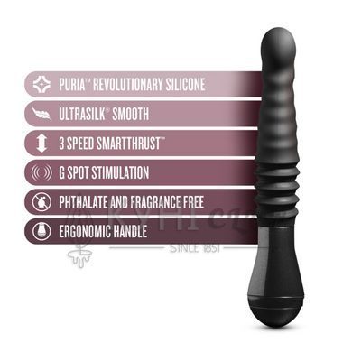 Пульсатор Blush Temptasia &ndash; Lazarus Thrusting Dildo &ndash; Black, ребристий стовбур, 3 швидкості 106850 фото