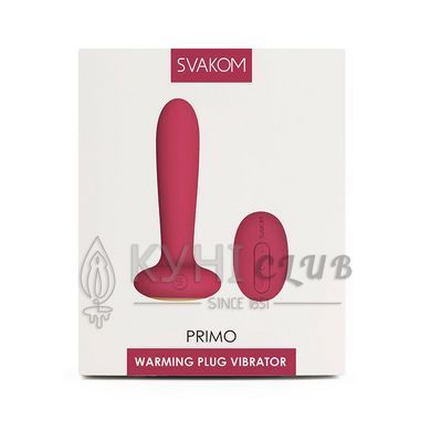 Анальная пробка с вибрацией и подогревом, пульт ДУ Svakom Primo Wine Red 102693 фото