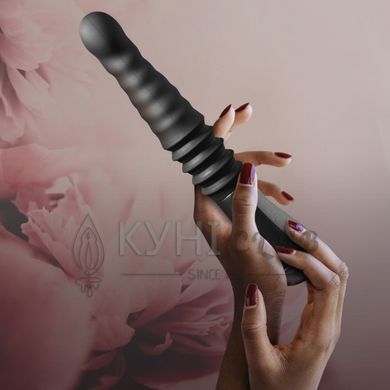 Пульсатор Blush Temptasia &ndash; Lazarus Thrusting Dildo &ndash; Black, ребристий стовбур, 3 швидкості 106850 фото