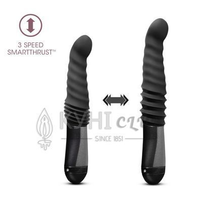 Пульсатор Blush Temptasia &ndash; Lazarus Thrusting Dildo &ndash; Black, ребристий стовбур, 3 швидкості 106850 фото