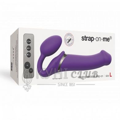 Безремневой страпон с вибрацией Strap-On-Me Vibrating Violet L, диаметр 3,7см, пульт ДУ, регулируемы 100153 фото