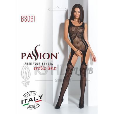 Бодистокинг Passion BS061 black, комбинезон, имитация чулок 100751 фото