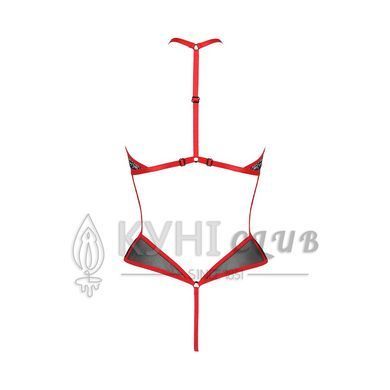 Сітчасте боді з мереживом на грудях Passion SATARA BODY XXL/XXXL red 106344 фото