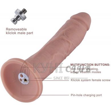 Фалоімітатор 10.2″ з вібрацією для секс-машин Hismith Silicone Dildo with Vibe, KlicLok, пульт ДК 104193 фото