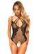 Тедді з відкритим доступом Leg Avenue Net lace crotchless teddy One size Black, шнурівка на спині 106596 фото 3