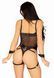 Комплект атласних ременів для бондажу Leg Avenue Satin elastic harness Set, One size, Black 106548 фото 4