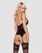 Сатиновый кружевной корсет Obsessive 810-COR-1 babydoll & thong L/XL, черный, корсет, танга 105141 фото 2