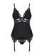Сатиновый кружевной корсет Obsessive 810-COR-1 babydoll & thong L/XL, черный, корсет, танга 105141 фото 5