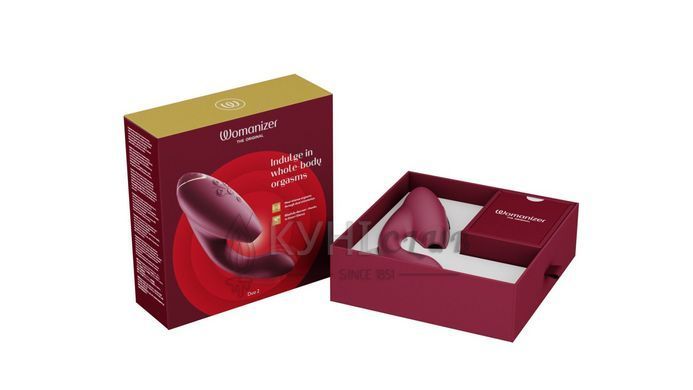 Подвійний вакуумний кліторальний стимулятор з вібрацією Womanizer Duo 2 - Bordeaux, незалежні мотори 106782 фото