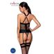 Сетчатый комплект корсет с халтером, съемные подвязки и трусики Amanda Corset black L/XL - Passion 102904 фото 2