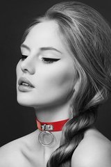 Чокер с кольцом для поводка Bijoux Pour Toi - FETISH Red, экокожа 100654 фото