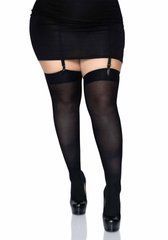 Щільні непрозорі панчохи Leg Avenue Nylon Thigh Highs Black, plus size 105891 фото