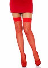 Панчохи-сітка Leg Avenue Nylon Fishnet Thigh Highs One size, Red, дрібна сітка 106020 фото