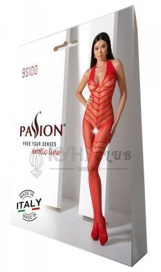 Бодістокінг з плетінням на животику Passion BS100 One Size, red, декоративний шов, з доступом 106959 фото
