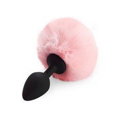 Силіконова анальна пробка М Art of Sex - Silicone Butt plug Rabbit Tail Pink, діаметр 3,5 см 104671 фото