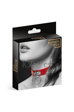 Чокер з кільцем для повідця Bijoux Pour Toi - FETISH Red, екошкіра 100654 фото