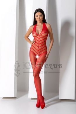 Бодістокінг з плетінням на животику Passion BS100 One Size, red, декоративний шов, з доступом 106959 фото