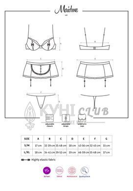 Эротический костюм горничной Obsessive Maidme set 5pcs L/XL, бюстгальтер, пояс с фартуком, чулки, ст 105275 фото