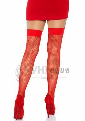 Панчохи-сітка Leg Avenue Nylon Fishnet Thigh Highs One size, Red, дрібна сітка 106020 фото