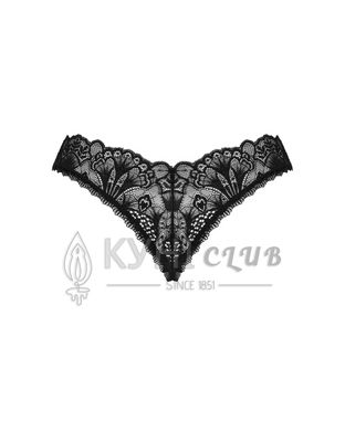 Мереживні стрінги Obsessive Donna Dream crotchless thong XL/2XL Black, відкритий доступ 106646 фото