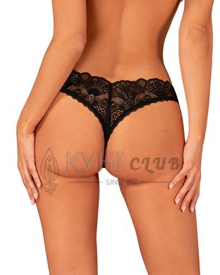 Мереживні стрінги Obsessive Donna Dream crotchless thong XL/2XL Black, відкритий доступ 106646 фото