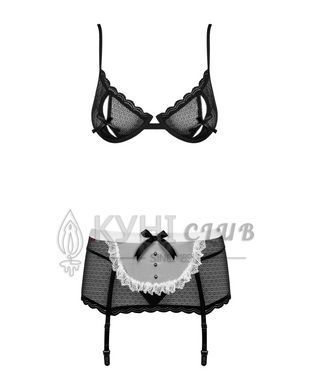 Эротический костюм горничной Obsessive Maidme set 5pcs L/XL, бюстгальтер, пояс с фартуком, чулки, ст 105275 фото