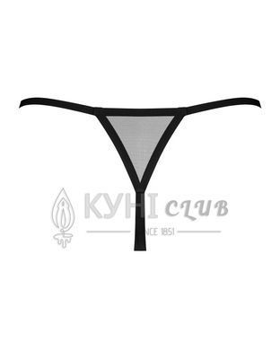 Трусики-стринги Obsessive Novenes crotchless thong, XS/S, сетка, стрепы, украшение со стразами, откр 109677 фото