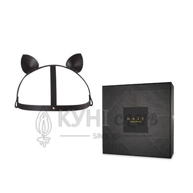 Маска кішечки Bijoux Indiscrets MAZE - Cat Ears Headpiece Black, екошкіра 108841 фото