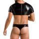 Комплект чоловічої білизни під латекс Passion 057 SET PETER XXL/XXXL Black, кроп-топ, стринги 105612 фото 2